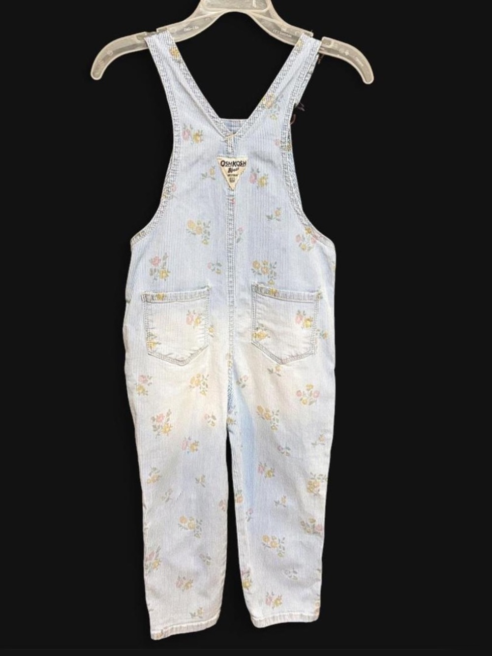 OshKosh B'gosh Light Blue Pinstripe Floral Overalls size 3t
